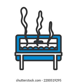 Chafing-Dish-Symbol Bearbeitbare, fette Rahmenlinie mit Farbfülldesign. Vektorgrafik.