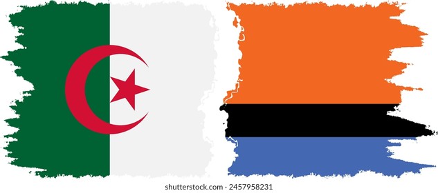 Chagos and Algeria grunge flags connection, vector