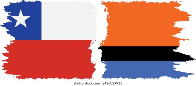 Chagos y Chile grunge banderas de conexión, vector