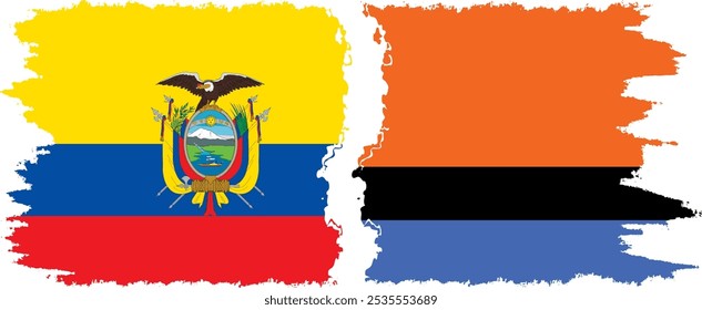 Chagos and Ecuador grunge flags connection, vector