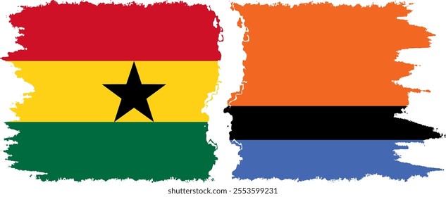 Chagos and Ghana grunge flags connection, vector