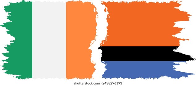 Chagos and Ireland grunge flags connection, vector