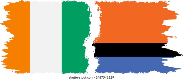 Chagos and Ivory Coast grunge flags connection, vector
