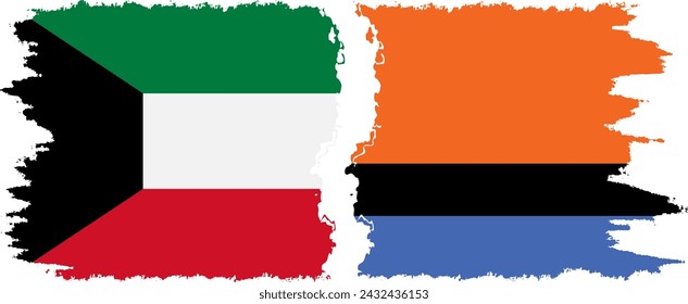 Chagos and Kuwait grunge flags connection, vector