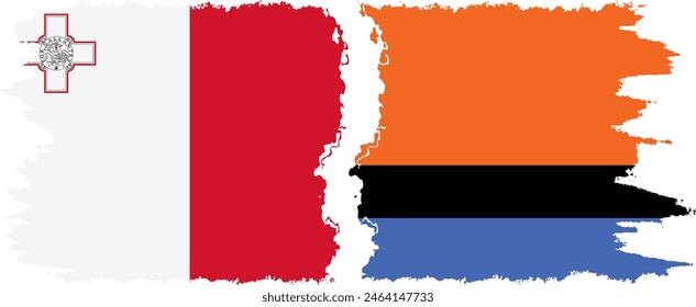 Chagos and Malta grunge flags connection, vector