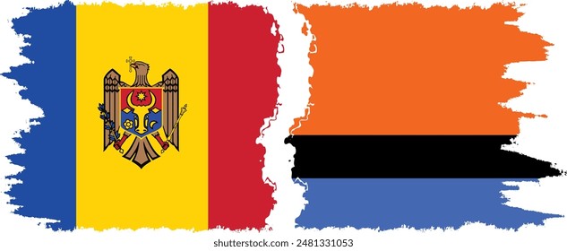 Chagos and Moldova grunge flags connection, vector