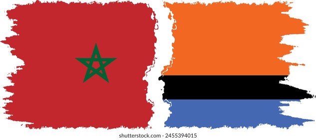 Chagos and Morocco grunge flags connection, vector