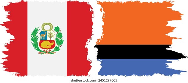 Chagos and Peru grunge flags connection, vector
