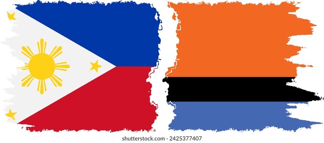 Chagos y Filipinas grunge banderas de conexión, vector