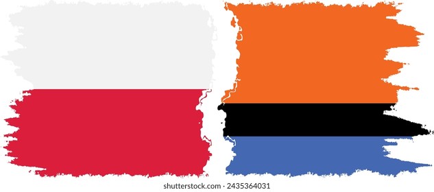 Chagos y Polonia grunge banderas de conexión, vector