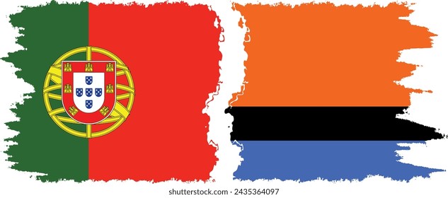 Chagos and Portugal grunge flags connection, vector
