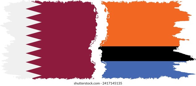 Chagos and Qatar grunge flags connection, vector