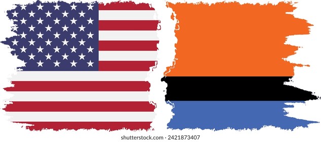 Conexión de banderas de grifo de Chagos y Estados Unidos, vector