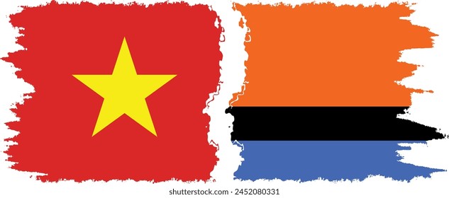 Chagos and Vietnam grunge flags connection, vector