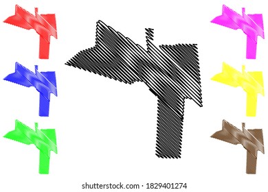 Chaguanas City (Republic of Trinidad and Tobago, island) map vector illustration, scribble sketch City of Borough of Chaguanas map