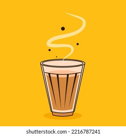 Diseño del logo de Chai. Ilustración De Karak Milk Chai Sobre Fondo Orgánico. Diseño de vectores de elementos de diseño de té picante.