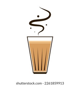 Diseño del logo de Chai. Ilustración De Karak Milk Chai Sobre Fondo Orgánico. Diseño de vectores de elementos de diseño de té picante.