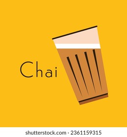 Diseño del logo de Chai. Ilustración De Karak Milk Chai Sobre Fondo Orgánico. Diseño de vectores de elementos de diseño de té picante. Vector Chai.