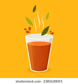 Chai logo design. Karak Milk Chai Illustration On Organic Background. Spicy Hot Tea Design Element Vector Design. Chai vector.