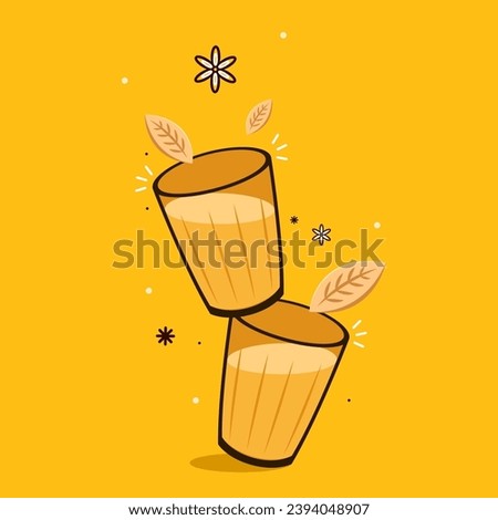 Chai logo design. Karak Milk Chai Illustration On Organic Background. Spicy Hot Tea Design Element Vector Design. Chai vector.