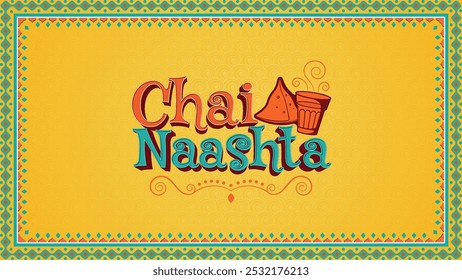 Chai Naashta Indian Typography – Vibrant and Authentic Text Design for Home Décor, Restaurants, Offices, Weddings, and Events with Traditional Indian Style-Vector design