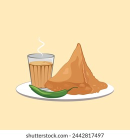 Chai Samosa premium vector illustration