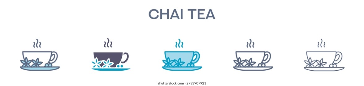 Chai Tea Cup Icon � Spiced Hot Tea Beverage Line Ilustração vetorial