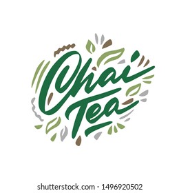 Chai tea hand drawn illustration. Template for card banner and poster for restaurant menu and package. Vector illustration