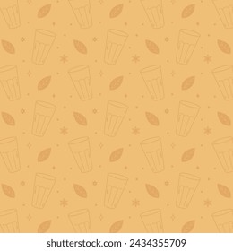 Chai tea pattern background. Indian hot drink vector. Indian chai icon. Chai is Indian drink. Indian Kerala roadside. Kerala tea shop line drawing. Kerala Old.