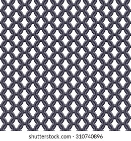 Chain armor, coat of mail seamless realistic metallic black texture. Abstract background vector illustration.