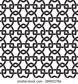 Chain armor of the links in form of shields. Celtic seamless pattern with swatch for filling. Fashion geometric background for web and tattoo design.