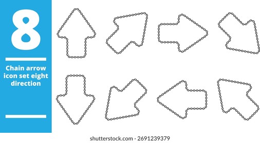 Conjunto de flechas de cadena en ocho direcciones