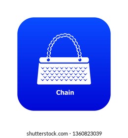 Chain bag icon blue vector isolated on white background