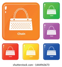 Chain bag icons set collection vector 6 color isolated on white background