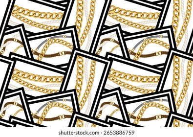 Chain and belt pattern. Patchwork pattern design.