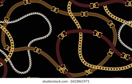 Chain and belt pattern. Vintage pattern design