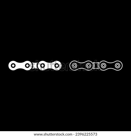 Chain bicycle link bike motorcycle two element set icon white color vector illustration image solid fill outline contour line thin flat style