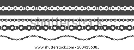 Chain bike line border. Bicycle link seamless pattern. Vector 