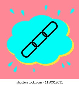 Chain. Black icon in a bubble on a pink background. Vector