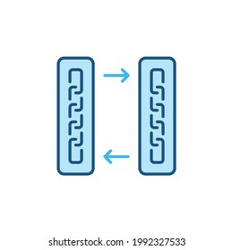 Chain in Blocks with Arrows vector concept Blockchain colored icon or logo element