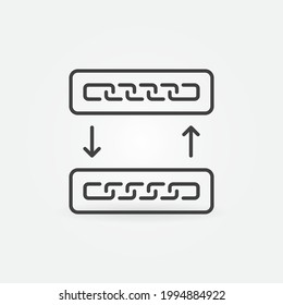 Chain in Blocks with Arrows vector concept Blockchain outline icon or symbol