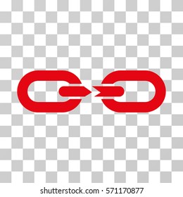Chain Break icon. Vector illustration style is flat iconic symbol, red color, transparent background. Designed for web and software interfaces.