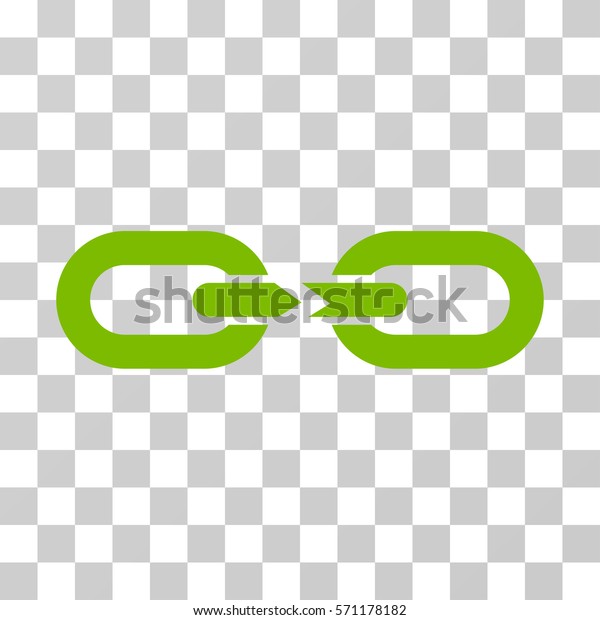 Chain Break icon. Vector illustration style\
is flat iconic symbol, eco green color, transparent background.\
Designed for web and software\
interfaces.