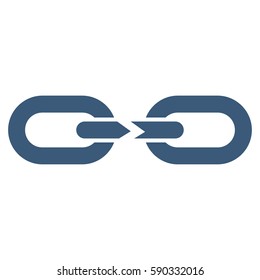 Chain Break vector icon. Flat blue symbol. Pictogram is isolated on a white background. Designed for web and software interfaces.
