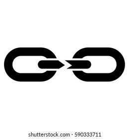 Chain Break vector icon. Flat black symbol. Pictogram is isolated on a white background. Designed for web and software interfaces.