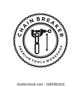 Chain breaker tools logo vintage simple minimalis badge.