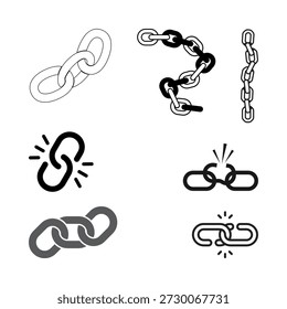 Chain broken icon on white background. 