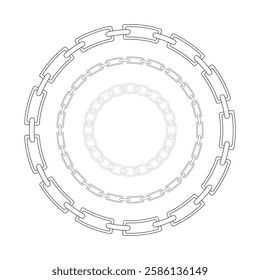 Chain Brush frames isolated on a white background. Chain brushes for fashion and  jewelry  digital illustration. Variety Design. EPS10