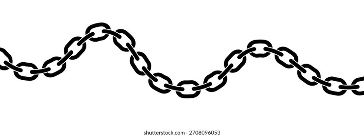 Chain brush set. Flexible Chain Line Vector. Chain solid icon. 