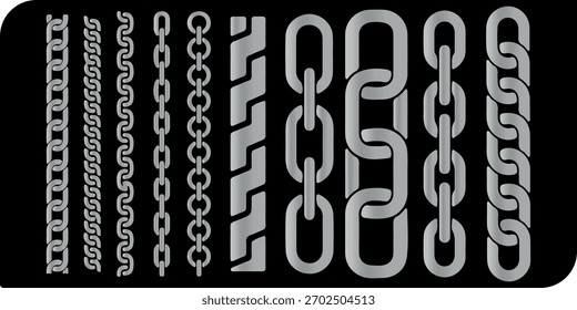 Conjunto de cepillo de cadena. Vector de cadena de metal.